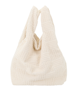 Terrycloth Jacquard Tote, Cotton, Beige, 4352Q, 3*